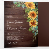 素朴木ひまわりユーカリQRコード結婚ズ 三つ折り招待状 (内部最初)