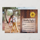 素朴木ひまわり写真国ウェディングRSVP 招待状 (正面/裏面)