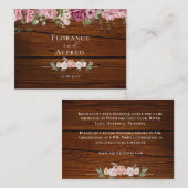 素朴木エレガントフローラ白結婚いマルーン ノートカード (正面/裏面)