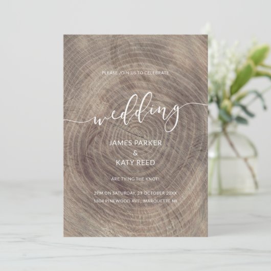 素朴木エレガント結婚式招待状 招待状 (スタンド正面)