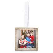 素朴木エレガント3家族の写真クリスマス キューブオーナメント (正面)