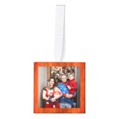 素朴木エレガント3家族の写真クリスマス キューブオーナメント (正面)