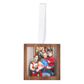 素朴木エレガント3家族の写真クリスマス キューブオーナメント (正面)