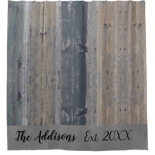 素朴木カスタマイズのファミリ名 シャワーカーテン (正面)