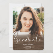 素朴木グラデーション本4枚の写真卒業 案内状 (正面)