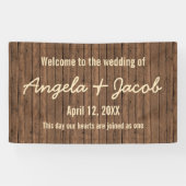 素朴木パーソナライズされた結婚旗 横断幕 (横)