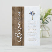 素朴木モダンエレガント文字ブルー洗礼 招待状 (スタンド正面)