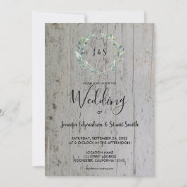 素朴木モノグラ葉ムの上の水結婚色 招待状