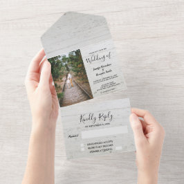 素朴木写真の国の結婚式 オールインワン招待状