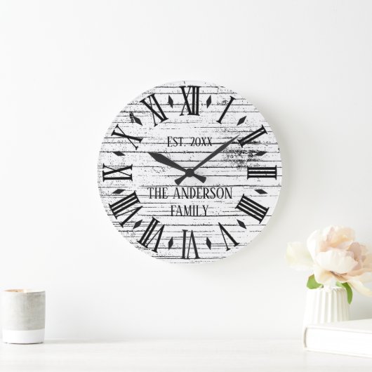 素朴木動揺してファミリ名ローマ数字 ラージ壁時計 (ホーム)
