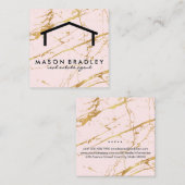 素朴木実在質 |ピンク金ゴールド大理石 スクエア名刺 (正面/裏面)