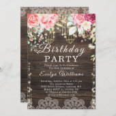 素朴木弦ライトフローラ誕生日 招待状 (正面/裏面)