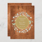 素朴木株ガーランド金ゴールド結婚ズ サンキューカード (正面/裏面)