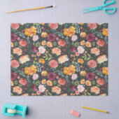 素朴木炭グレーの秋の水色フローラ 薄葉紙 (クラフト)