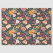 素朴木炭グレーの秋の水色フローラ 薄葉紙 (正面)