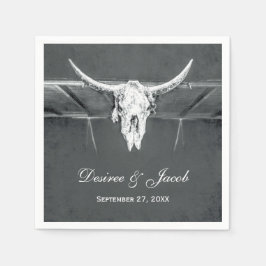 素朴木炭グレーウエスタンテクスチャブルスカル スタンダードカクテルナプキン