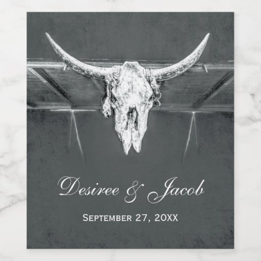 素朴木炭グレーウエスタンテクスチャブルスカル ワインラベル (シングルラベル)