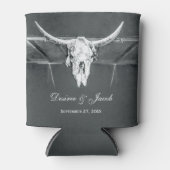 素朴木炭グレーウエスタンテクスチャブルスカル 缶クーラー (正面)