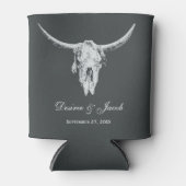 素朴木炭グレーホワイトウエスタンカウズスカル 缶クーラー (正面)