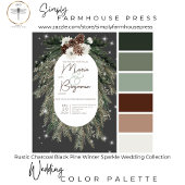 素朴木炭ブラックパイン冬スパークルQRコード オールインワン招待状