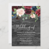 素朴木炭ブルゴーニュ赤ワイン結婚ズ 招待状 (正面)