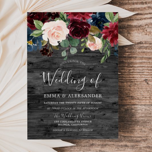 素朴木炭ブルゴーニュ赤ワイン結婚ズ 招待状