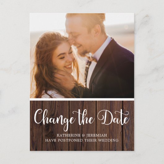 素朴木版結婚の延期 ポストカード (正面)