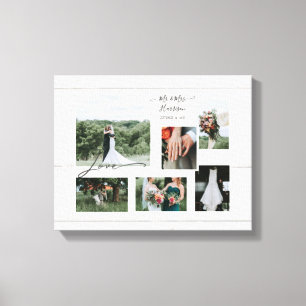 素朴木版結婚コラージュ6枚の写真 キャンバスプリント