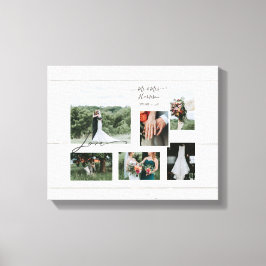 素朴木版結婚コラージュ6枚の写真 キャンバスプリント