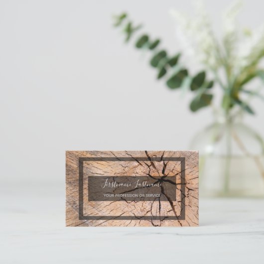 素朴木盤面グレー長方形 名刺 (スタンド正面)
