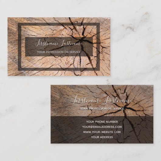 素朴木盤面グレー長方形 名刺 (正面/裏面)