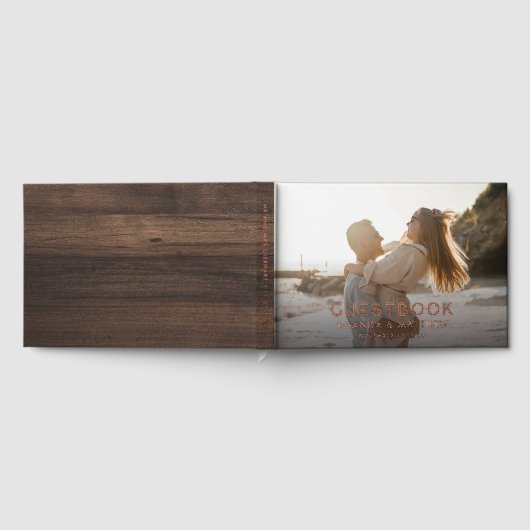 素朴木目の写真結婚 ゲストブック (全面)