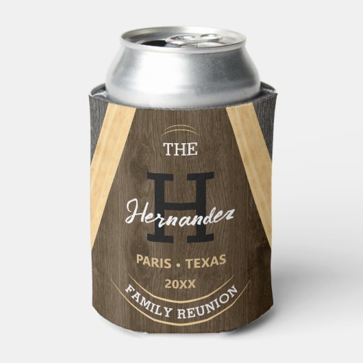 素朴木目ファモノグラムのミリ懇親会ブラウン 缶クーラー (缶正面)