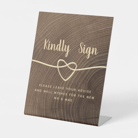 素朴木結婚台看板 台座サイン (正面)