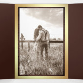 素朴木航海の金ゴールド船の車輪結婚の 三つ折り招待状 (内部中)