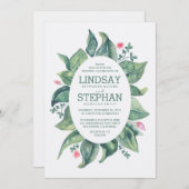 素朴木離れの月桂樹の水の色結婚の 招待状 (正面/裏面)