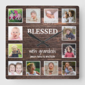 素朴木12枚賛美写真 スクエア壁時計 (正面)