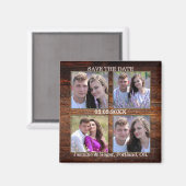 素朴木4枚の写真を保存する日付マグネット マグネット (正面/裏面)