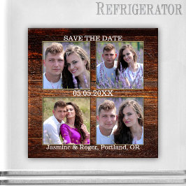 素朴木4枚の写真を保存する日付マグネット マグネット