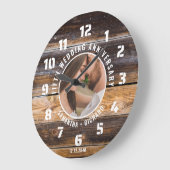 素朴木5周年記念結婚写真 ラージ壁時計 (傾斜)