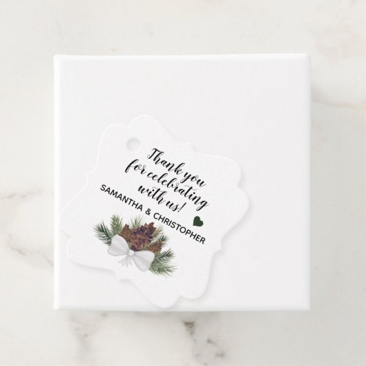 素朴松と松の枝が結婚ありがとう フェイバータグ (インサイチュ)