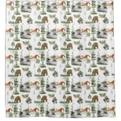 素朴松の文様 シャワーカーテン (正面)