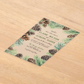 素朴松の結婚葉 アクリル招待状 (レイダウン)