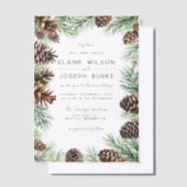 素朴松の結婚葉 ベラム紙招待状 (オフセット)