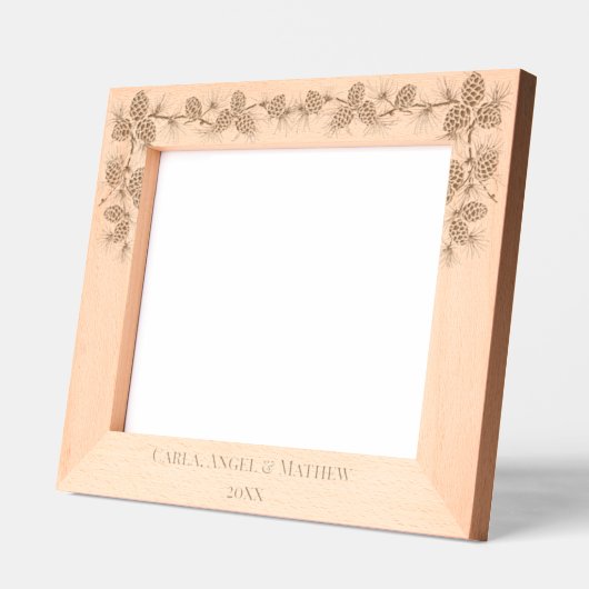 素朴松円錐10 x 8パーソナライズされた写真 レーザー彫刻フレーム (左)