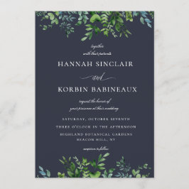 素朴林縁ど葉ネイビー結婚ズ 招待状