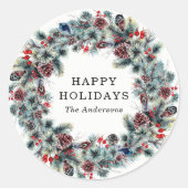 素朴果実と松 |ホリデースタンプ ラウンドシール (正面)