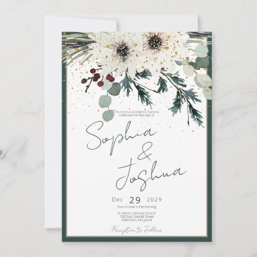 素朴果実の冬のフローラ結婚ズ 招待状 (正面)