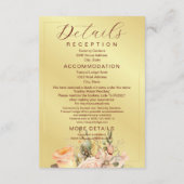 素朴桃と金ゴールドのフローラ結婚 エンクロージャーカード (裏面)