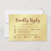 素朴桃と金ゴールドの花結婚のRSPVカード 出欠カード (裏面)